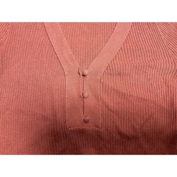 Free People | Cropped Top | Women’s S | Orange | Ribbed V-Neck Button Front - Picture 3 of 10